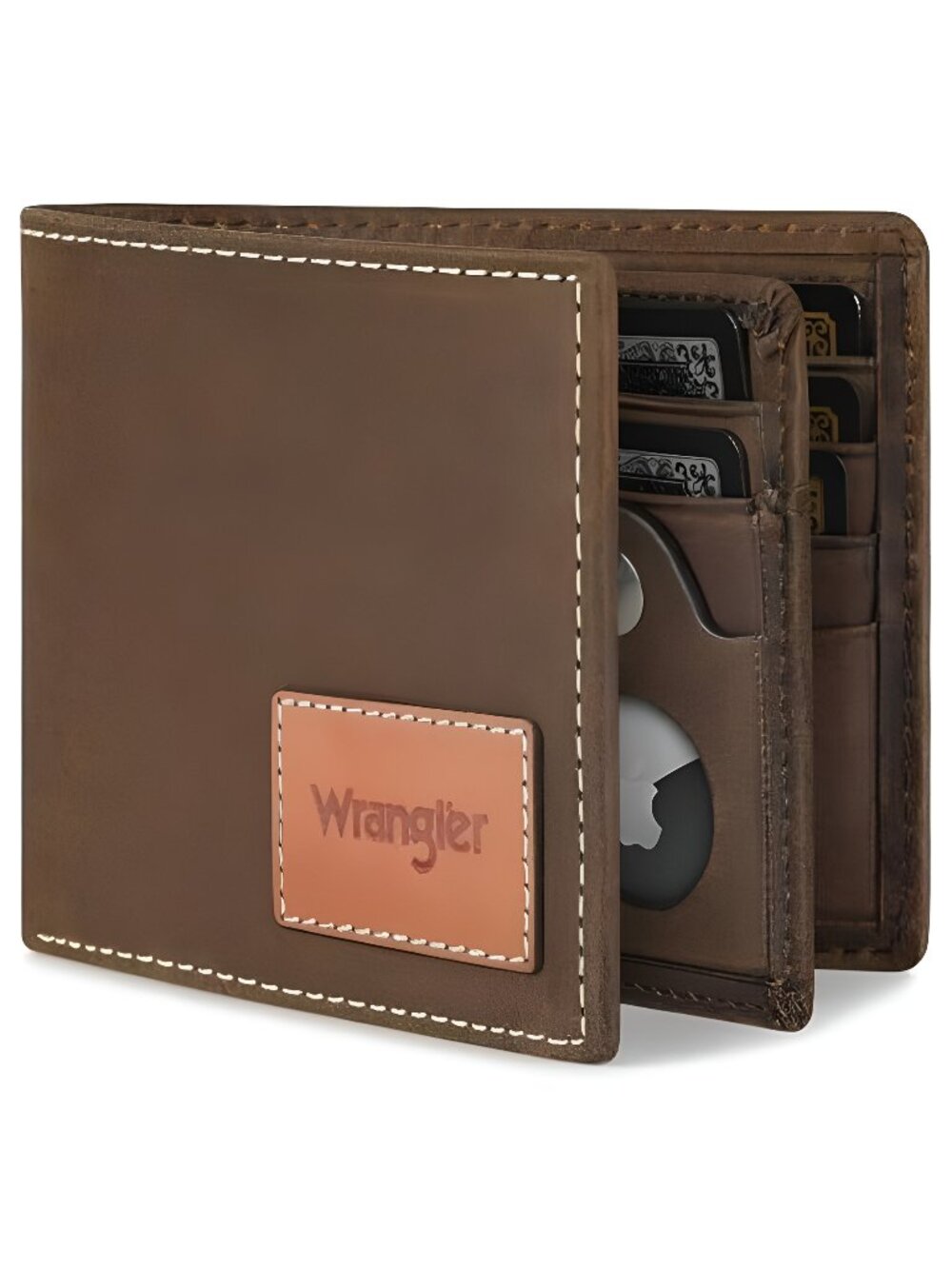 Men's Wallet with AirTag Holder, Genuine Leather, RFID Blocking, Bifold